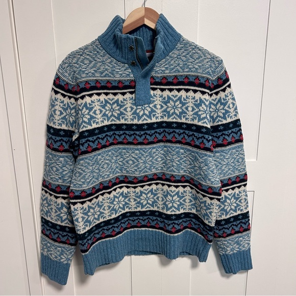 Tommy Hilfiger Lambswool Sweater Medium Nordic Fair Isle Thick Knit - Picture 1 of 8